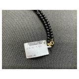 MCYS Onyx & Polished Gold Bead "S" 18" Pendant Necklace Gold Tone Sterling Silver