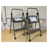 LOT OF 2 Cosco 2-Step Folding Step Stools, Lightweight, Locks In Position