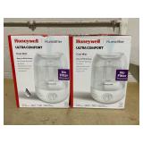 LOT OF 2 Honeywell Ultrasonic Egg Humidifier HUL545W: Cool Mist, Aromatherapy, No Filter, 36-Hour Run, 300-500 sq. ft. Room