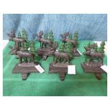6 Silver Tree Cast Iron Moose Stocking Holders