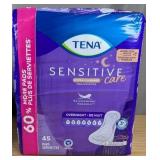 Tena Sensitive Care Extra Cover Pads 45 Count $45.99 Retail - Brand New