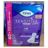 Tena Sensitive Care Extra Cover Pads 45 Count $45.99 Retail - Brand New