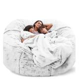 Giant Fur Bean Bag Cover Snow Black 7ft $73.99 Retail - Brand New