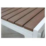  NEW 4pc Outdoor 2 Chairs Coffee Table and Bench White/Brown Polywood All Weather Wood