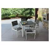 Winston 5pc Outdoor Dining Set - White/Gray Aluminum frame, with Polywood top