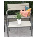 New 2pc Outdoor Set Composite Polywood All Weather Wood Tan/Gray BENCH COFFEE TABLE