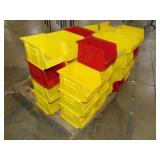 Large Lot Plastic Shelf Bins - 8 x 11 x 7", Yellow/Red