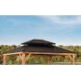 One Gazebo Top -13 ft. x 11 ft. Black Wooden Hardtop Gazebo Top with Galvanized Steel Double Roof