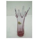 vintage Fenton pink glass "splash" vase 7" tall by 3" wide
