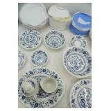 Vintage Blue Dinnerware. Meakin Ironstone & Wedgewood (2 different sets combined)
