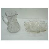 Vintage Pressed Glass Pitcher & Rectangular Serving Dish