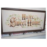 Vintage Home Sweet Home Framed Needlepoint. N.H. 88