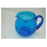 Vintage Blenko Turquoise Blue Art Glass Pitcher