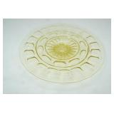 Vintage Yellow Depression Glass pedestal cake plate. Anchor Hocking Block Optic