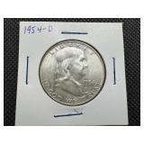 1954 D Silver Franklin Half Dollar