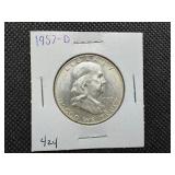1957 D Silver Franklin Half Dollar