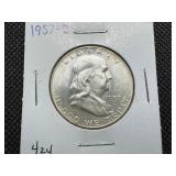 1957 D Silver Franklin Half Dollar