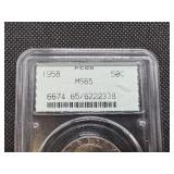 1958 PCGS MS65 Silver Franklin Half Dollar