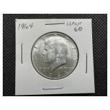 1964 Silver Kennedy Half Dollar Marked UNC when purchased