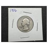 1936 Silver Washington Quarter