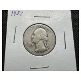 1937 Silver Washington Quarter