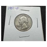 1951 D Silver Washington Quarter