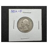 1952 D Silver Washington Quarter
