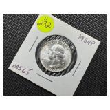 1954 P Silver Washington Quarter Marked MS65 when purchased