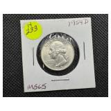 1954 D Silver Washington Quarter Marked MS65 when purchased
