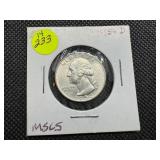 1954 D Silver Washington Quarter Marked MS65 when purchased