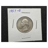1957 D Silver Washington Quarter