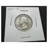 1957 D Silver Washington Quarter