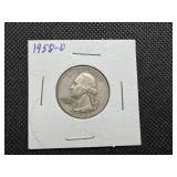 1958 D Silver Washington Quarter