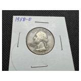 1958 D Silver Washington Quarter