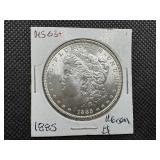 1885 Morgan Silver Dollar Marked MS 63+ when purchased