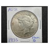1935 Peace Silver Dollar Marked AU58 when purchased