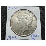 1935 Peace Silver Dollar Marked AU58 when purchased