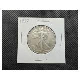 1937 Silver Walking Liberty Half Dollar