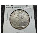1941 D Silver Walking Liberty Half Dollar