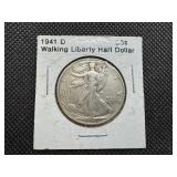 1941 D Silver Walking Liberty Half Dollar
