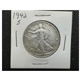 1942 S Silver Walking Liberty Half Dollar