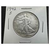 1942 S Silver Walking Liberty Half Dollar