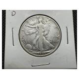 1943 D Silver Walking Liberty Half Dollar