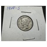 1928 S Silver Mercury Dime