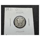 1931 D Silver Mercury Dime