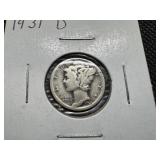 1931 D Silver Mercury Dime