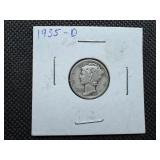 1935 D Silver Mercury Dime