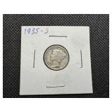 1935 S Silver Mercury Dime