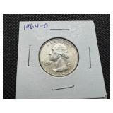 1964 D Silver Washington Quarter