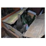 Antique Glass Pop Bottles and Crates